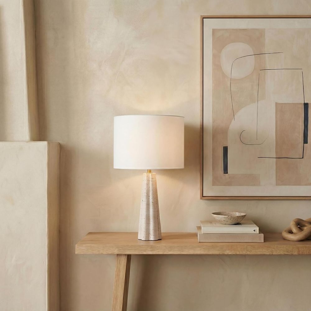 Home Office Lamp - 25-дюймовая настольная лампа из травертина/белого камня