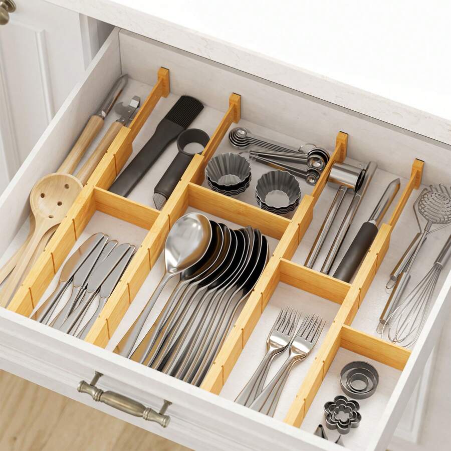 Home Office Organization - Бамбуковые разделители для ящиков с вставками