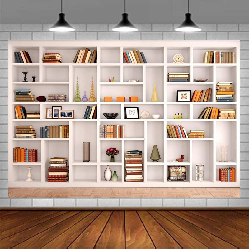 Home Office Background For Zoom - Белый фон для фотосъемки с книжной